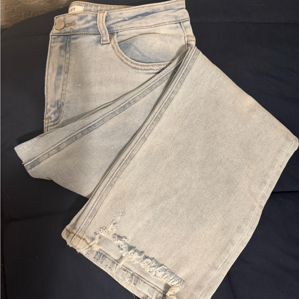 Lovervet by vervet cropped raw hem slim straight jeans